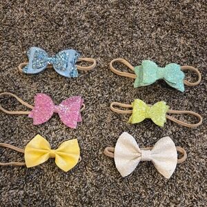 Glittery Bow Hair Ties Set for baby